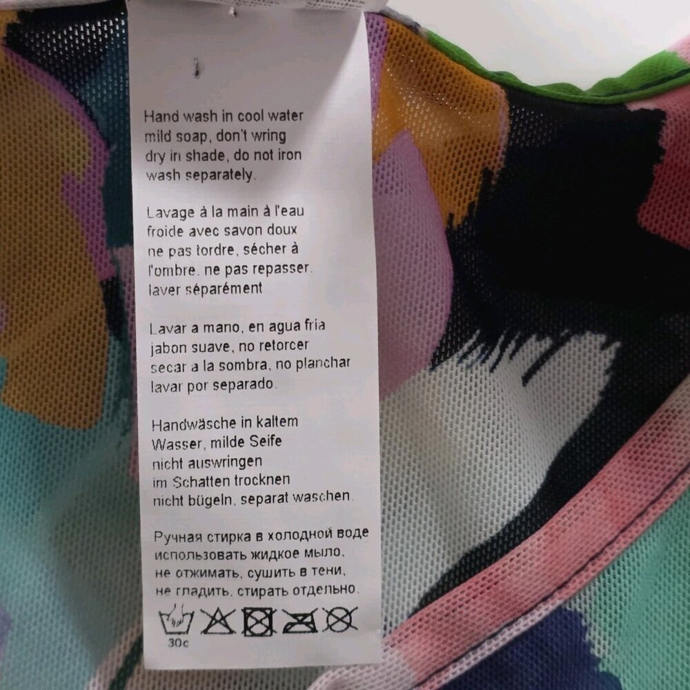 Profile By Gottex Tunic Beach Cover Up S Mesh Abstract Ruffles Oversize Boho NWT - Picture 14 of 16